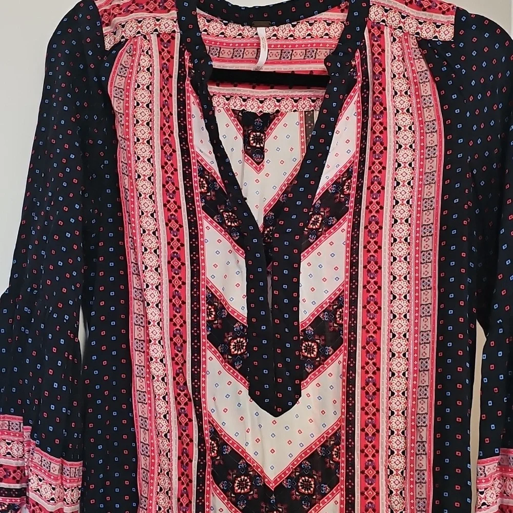 Free People Lightweight Bandana Dress Red/Navy XS